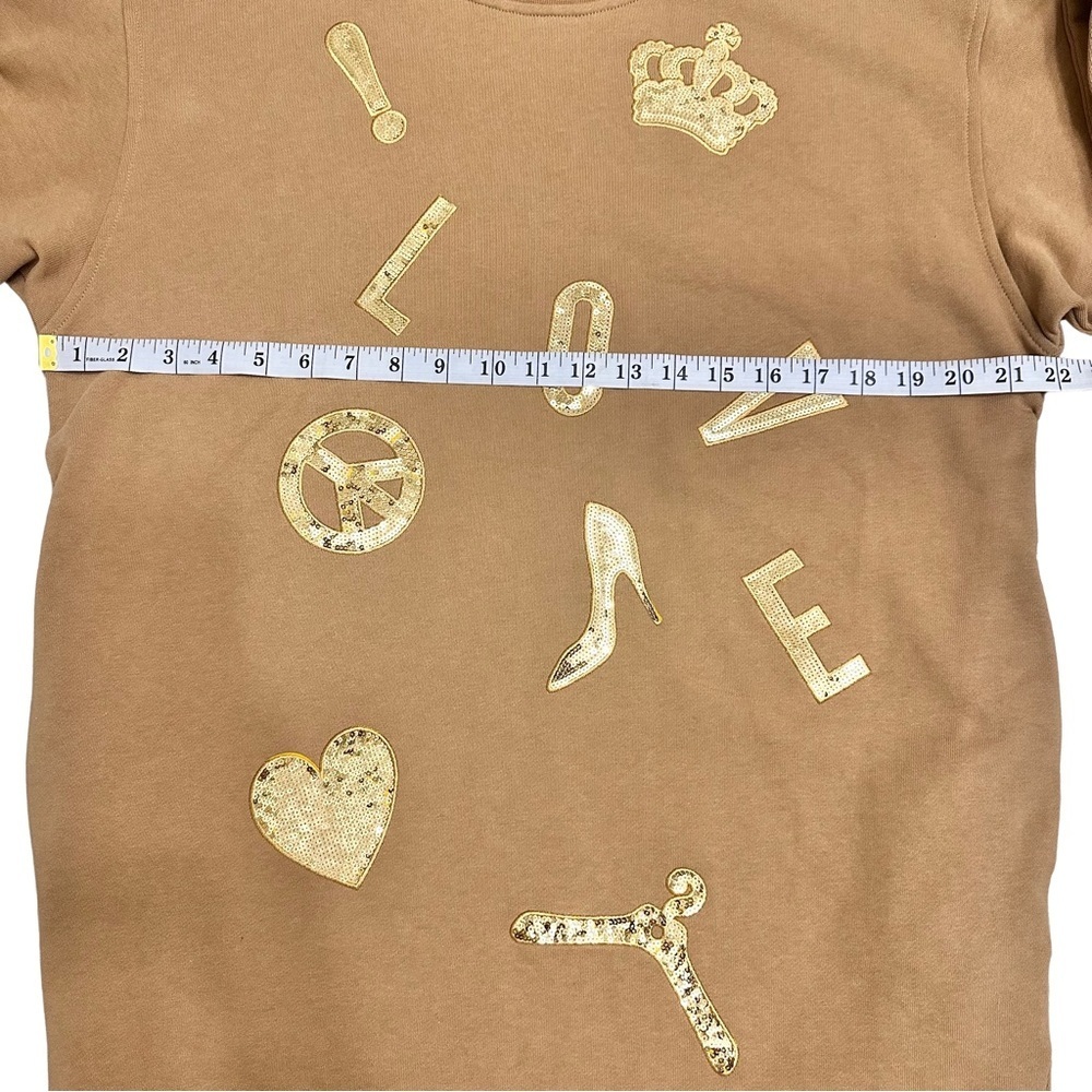 Love Moschino DISTRIBUTED BY SINV Sweatshirt Dress Gold Appliqués RARE SZ 4 NWOT - Picture 9 of 11